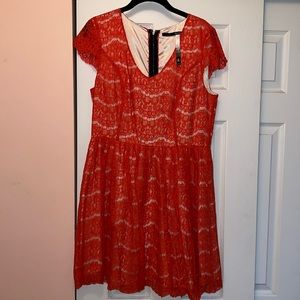 Kensie coral lace dress Size Large